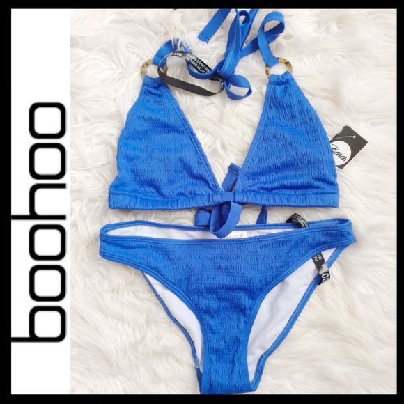 NWT Boohoo Crinkle Ring Triangle Bikini - Picture 5 of 11